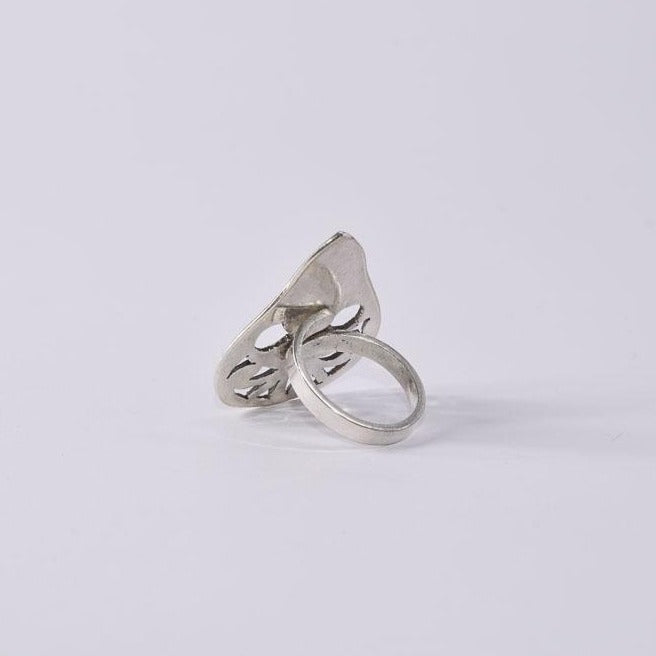 Adjustable Sterling Silver 925 Ring with Droplet Fish –