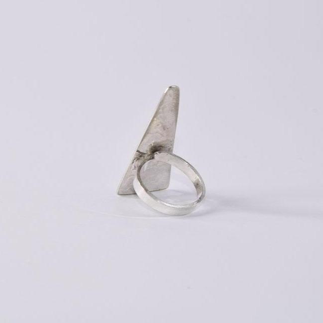 Isoceles Triangle Shaped Sterling Silver Ring