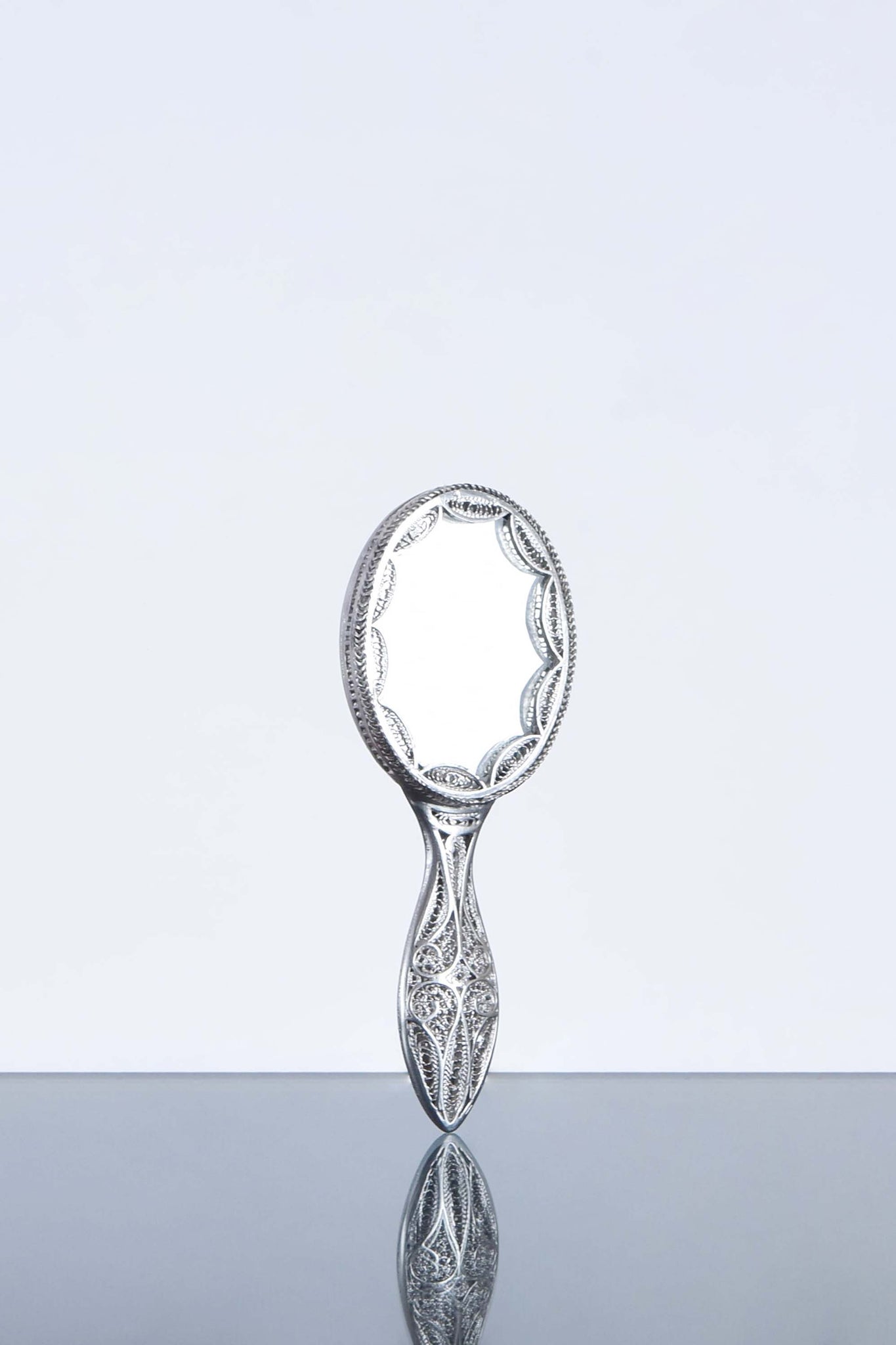 Filigreed Silver Hand Mirror, Pocket Mirror