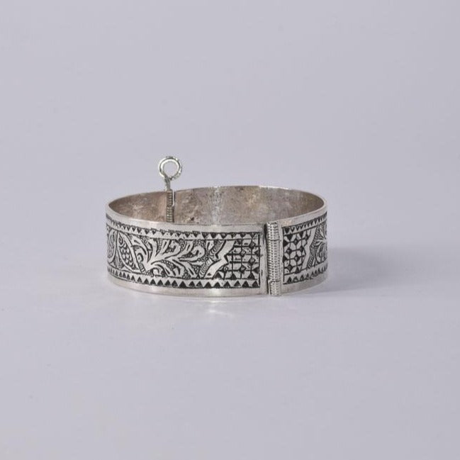 Sterling Silver Cuff Bracelet with Twin Fish Engraving