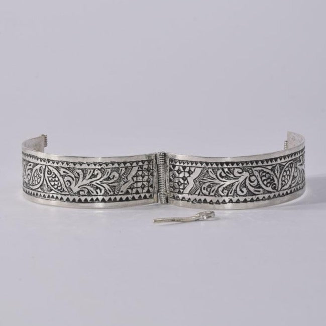 Sterling Silver Cuff Bracelet with Twin Fish Engraving