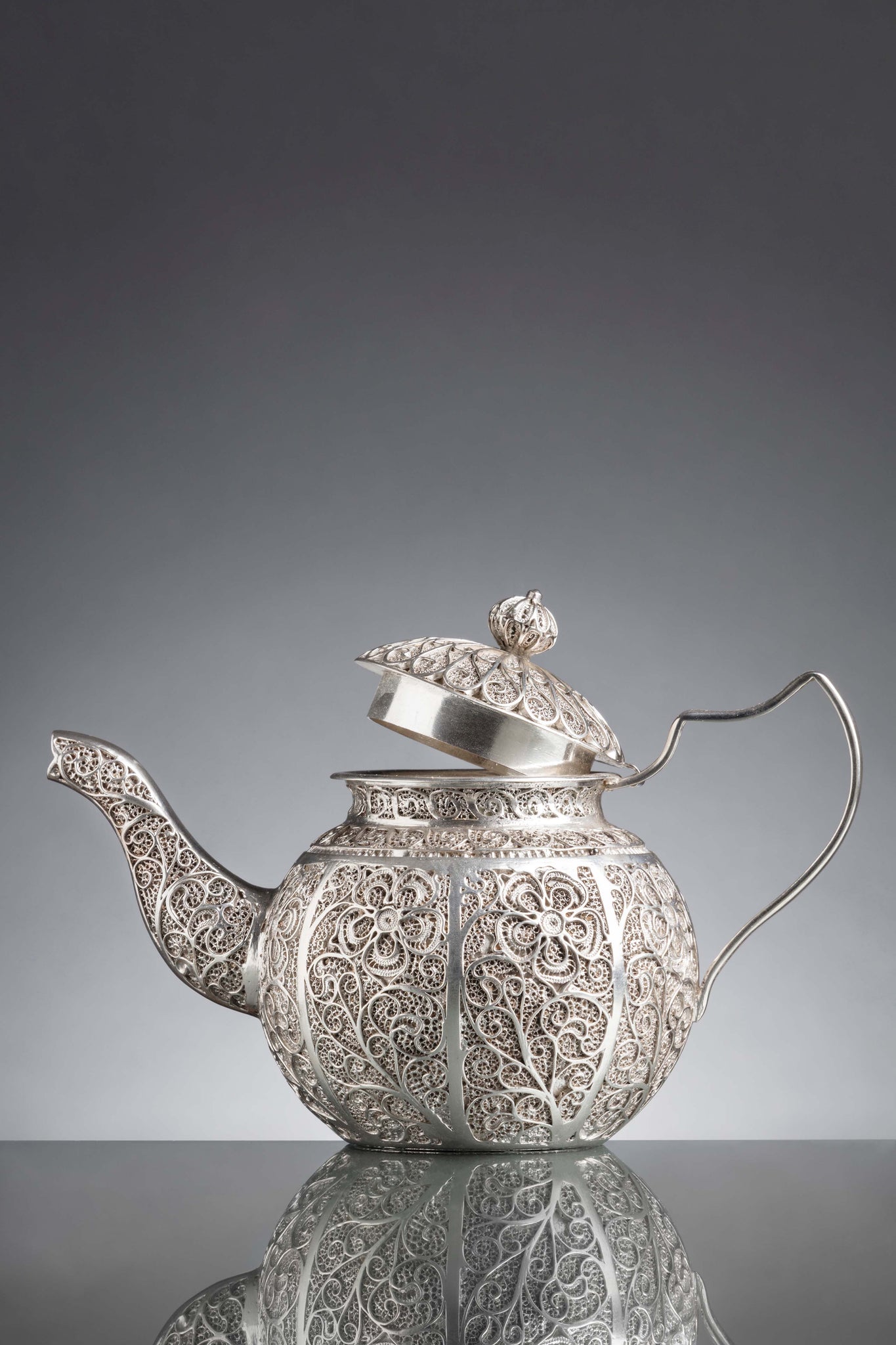Filigreed Silver Tea Pot