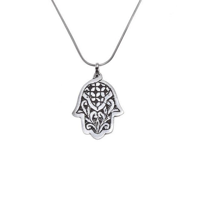 Sterling Silver Petal Chequered Engraved Pendant
