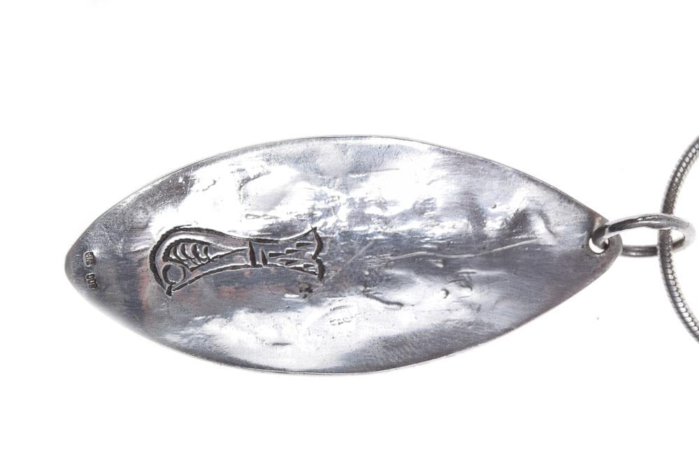 Double Sided Mandorla Shaped Silver Dove Pendant