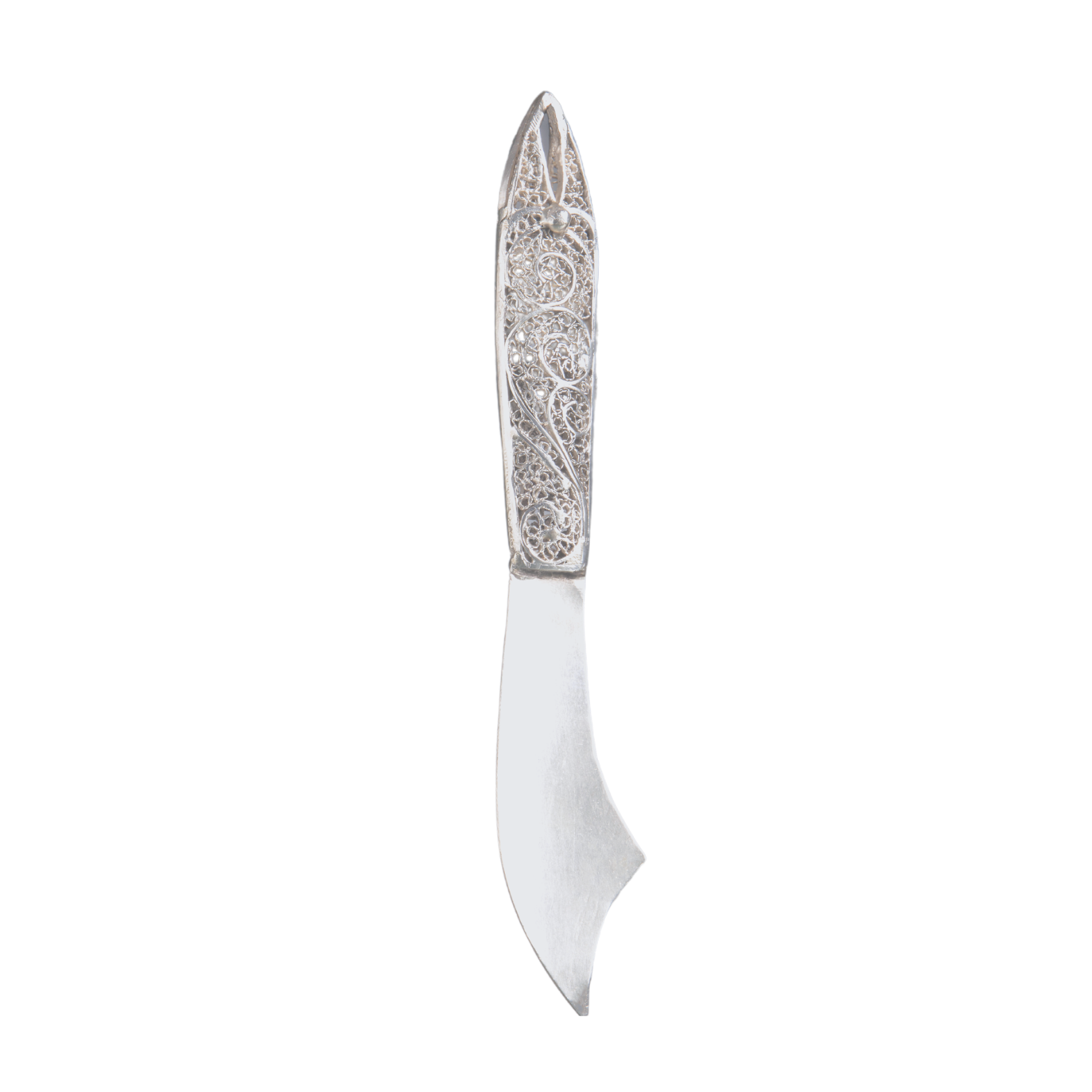Filigreed Silver Knife ~ Smooth Silver Blade