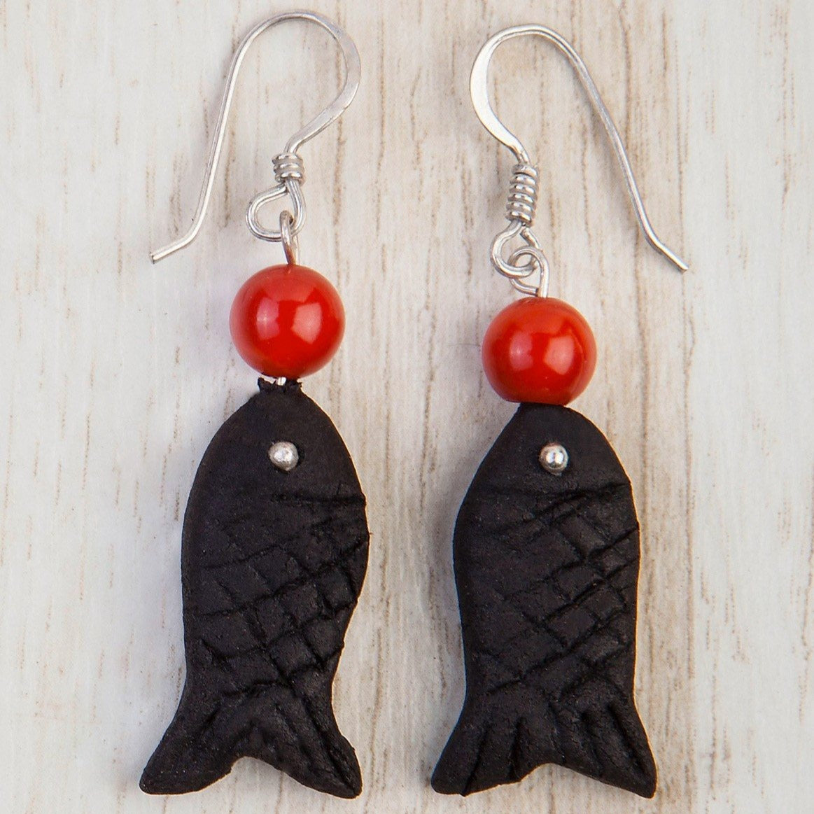 Ambergris-coral Fish Earrings